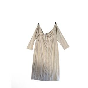 New Ruby & Lace Midi Dress Women 3X Beige Stretch Shoulder Long Sleeve Holiday